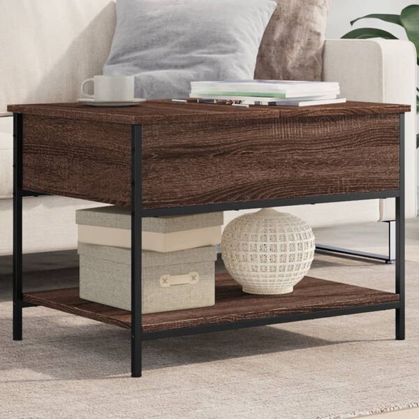 vidaXL Coffee Table Brown Oak 70x50x50 cm Engineered Wood and Metal