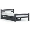 vidaXL Bed Frame without Mattress Dark Grey Solid Pinewood 90x200 cm