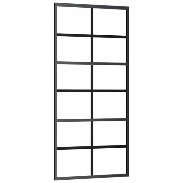 vidaXL Sliding Door ESG Glass and Aluminium 90x205 cm Black