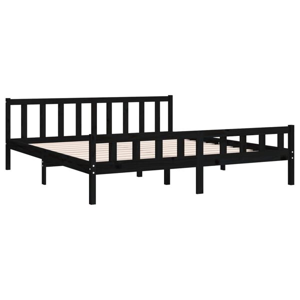 vidaXL Bed Frame without Mattress Black Solid Wood 160x200 cm