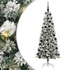 vidaXL Artificial Hinged Christmas Tree Green and White 180 cm