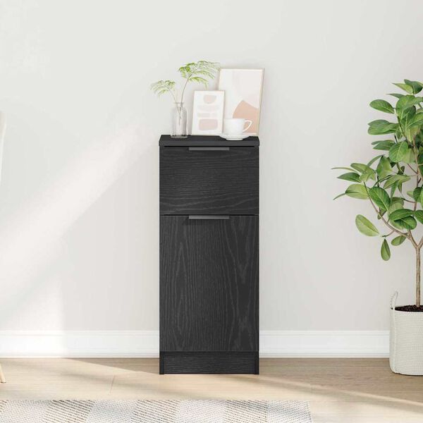 vidaXL Sideboard with Drawer Black Oak 30 x 30 x 70 cm Engineered Wood