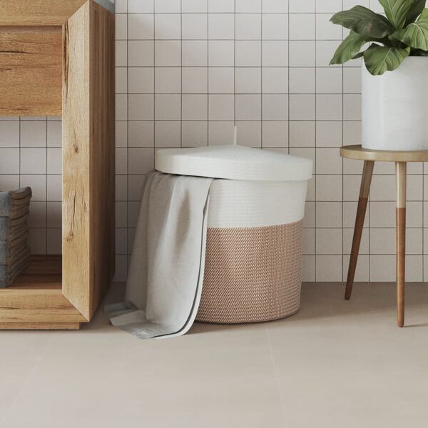 vidaXL Storage Basket with Lid Brown and White Ø40x35 cm Cotton