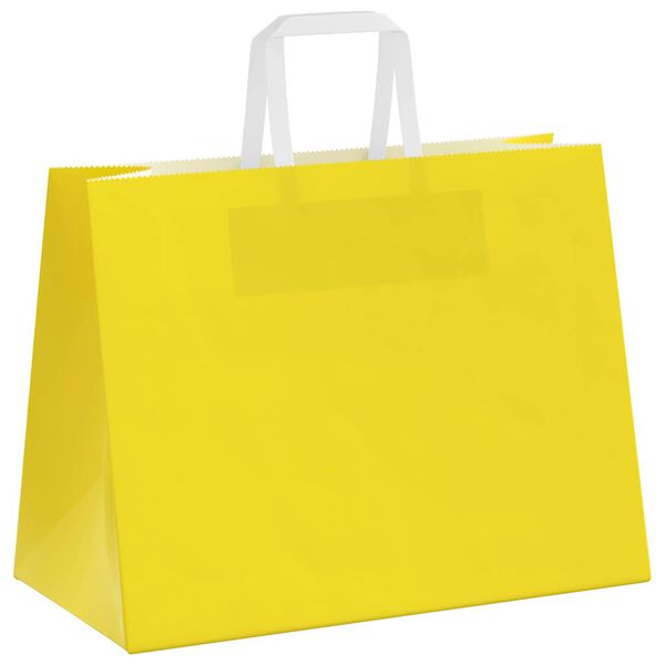 vidaXL Paper Bags 50 pcs with Handles Yellow 32x17x25 cm