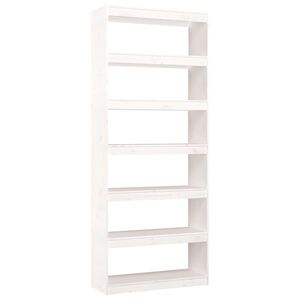 vidaXL Book Cabinet/Room Divider White 80x30x199.5 cm Solid Wood Pine