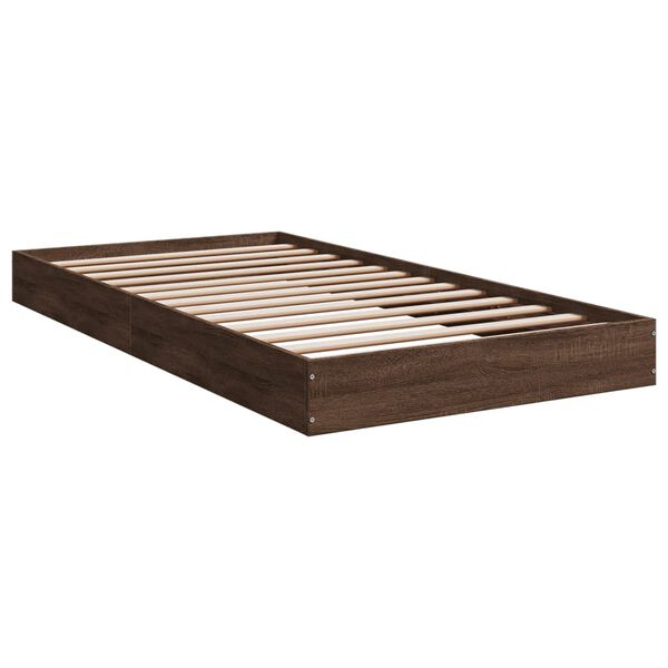 vidaXL Bed Frame without Mattress Brown Oak 90x190 cm Single Engineered Wood
