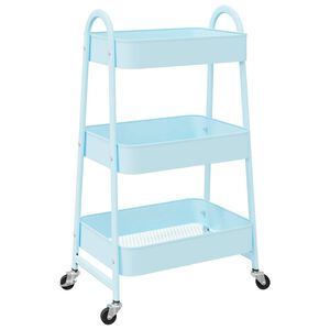 vidaXL Storage Trolley 3-Tier Blue 42x41.5x77 cm Steel