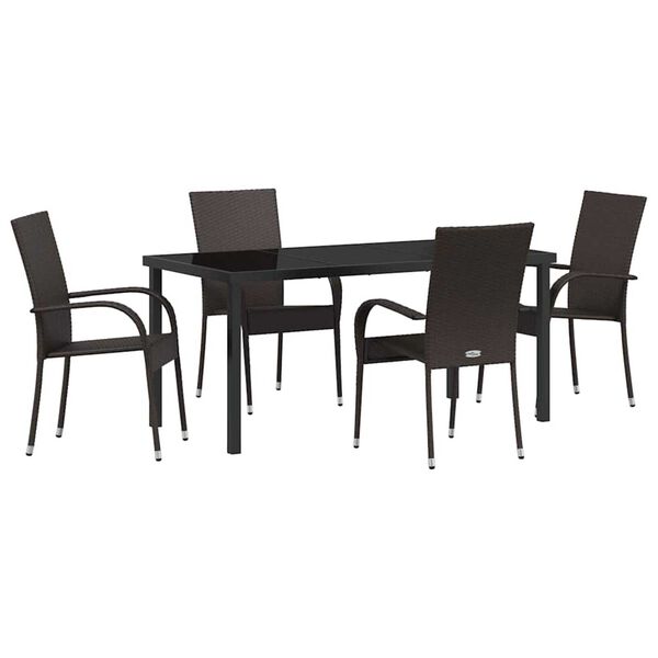 vidaXL Garden Dining Set 5 pcs Brown Powder-Coated Steel