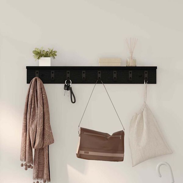 vidaXL Wall-Mounted Coat Rack Black Oak 80 x 10.5 x 10.5 cm