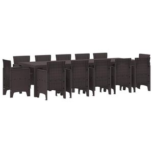vidaXL Garden Dining Set 13 pcs Brown Poly rattan