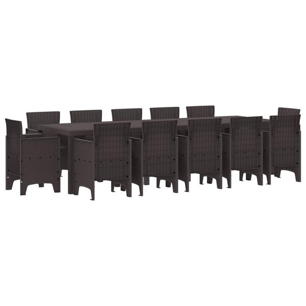 vidaXL Garden Dining Set 13 pcs Brown Poly rattan