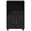 vidaXL Rolling Cabinet Black 55x40x91 cm Engineered Wood