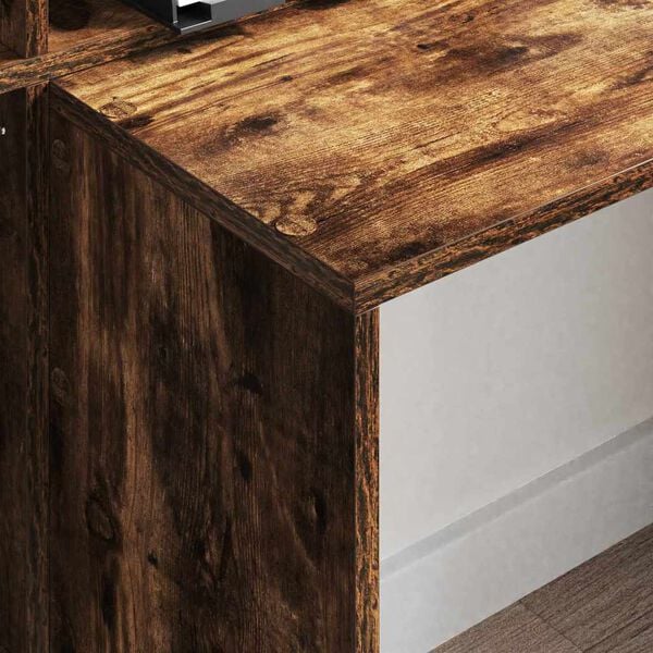 vidaXL Desk with Shelf Smoked Oak 138.5 x 55 x 143 cm Engineered Wood