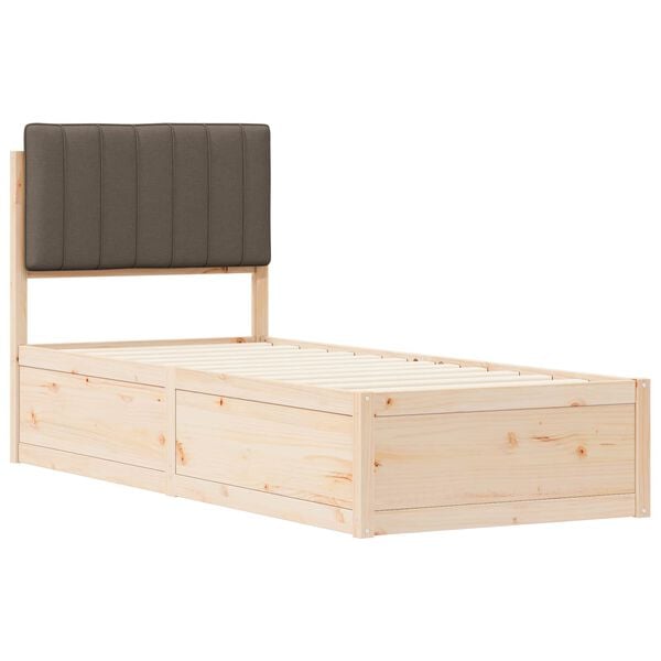 vidaXL Bed Frame with Upholstered Headboard Taupe 75 x 190 cm