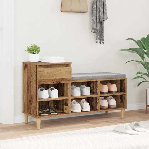 vidaXL Shoe Cabinet Old Wood 102 x 36 x 60 cm Engineered Wood