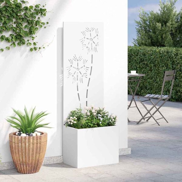 vidaXL Garden Privacy Screen White 50 x 140 cm Cold-rolled steel