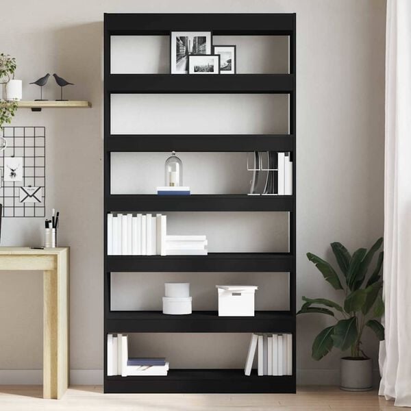 vidaXL Book Cabinet Black 100 x 30 x 198 cm Engineered Wood