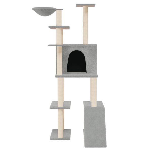 vidaXL Cat Tree with Sisal Scratching Posts Light Grey 166 cm