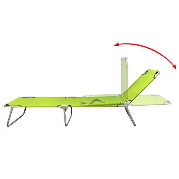vidaXL Folding Sun Lounger Powder-coated Steel Apple Green
