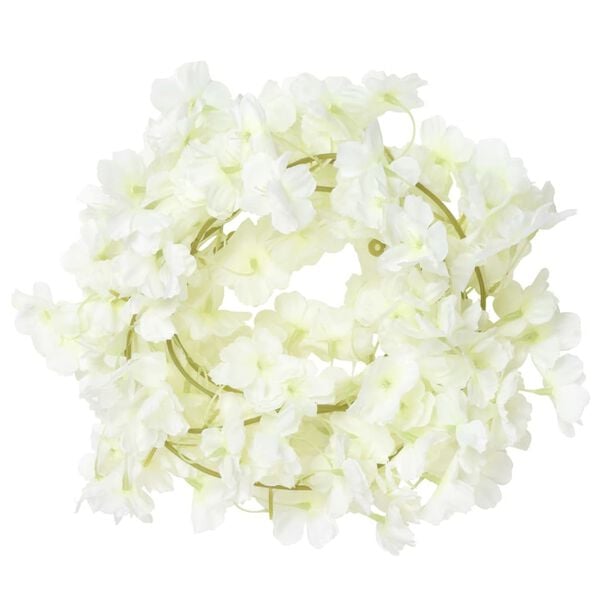 vidaXL Flower Garlands 6 pcs White 180 cm