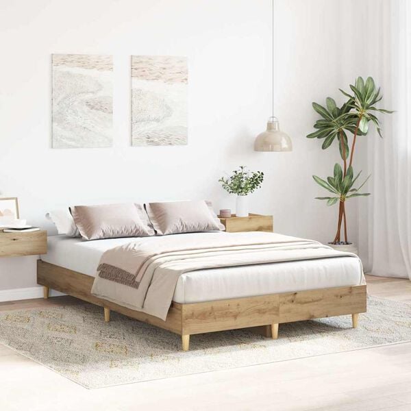 vidaXL Bed Frame No Mattress Artisan Oak 120x200 cm Engineered Wood