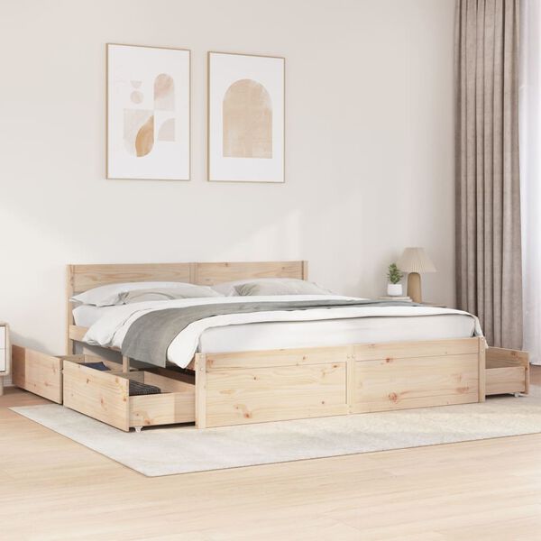 vidaXL Bed Frame without Mattress 180x200 cm Super King Solid Wood Pine