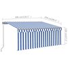 vidaXL Manual Retractable Awning with Blind&LED 3x2.5m Blue&White