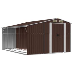 vidaXL Garden Shed Brown 277x365.5x179 cm Galvanised Steel