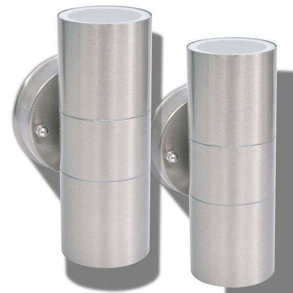 vidaXL Outdoor LED Wall Lights 2 pcs Stainless Steel Up/Downwards