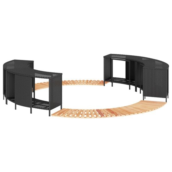 vidaXL Hot Tub Surround Black Poly Rattan and Solid Wood Acacia