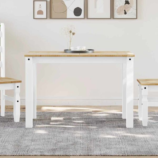 vidaXL Dining Table Panama White 112x60x75 cm Solid Wood Pine