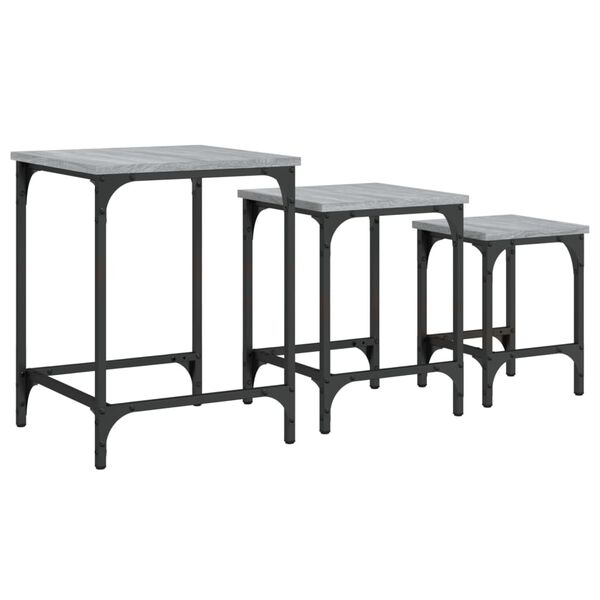 vidaXL Nesting Coffee Tables 3 pcs Grey Sonoma Engineered Wood
