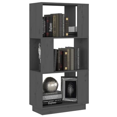 vidaXL Book Cabinet/Room Divider Grey 51x25x101 cm Solid Wood Pine