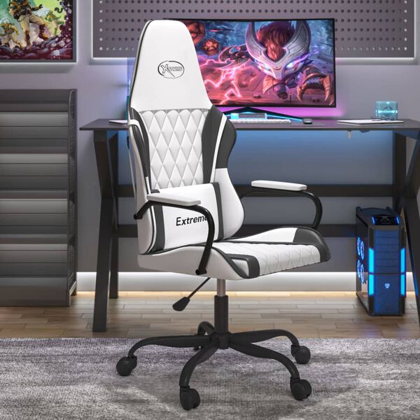 vidaXL Gaming Chair White and Black Faux Leather