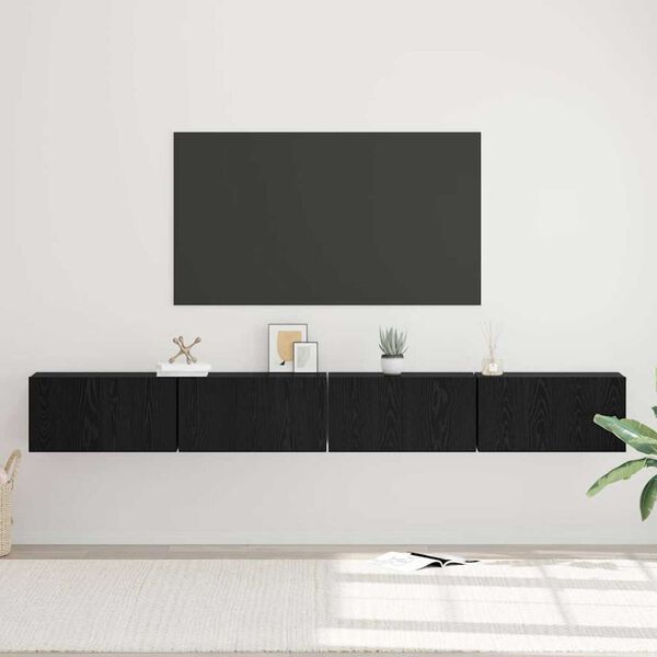 vidaXL TV Cabinet Set 4 pcs Black Oak 60 x 30 x 30 cm Engineered Wood