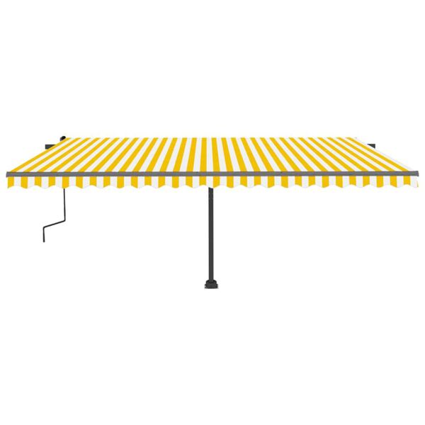 vidaXL Freestanding Manual Retractable Awning 500x300 cm Yellow/White