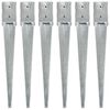 vidaXL Ground Spikes 6 pcs Silver 10x10x76 cm Galvanised Steel