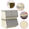 vidaXL Stackable Storage Box Set of 3 Pieces Fabric Grey & Cream