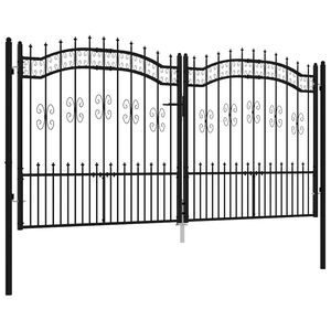 vidaXL Fence Gate KAMPEN with Spear Top Black 302x150 cm Steel
