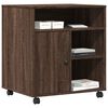 vidaXL Printer Stand with Wheels Brown Oak 60x50x67 cm