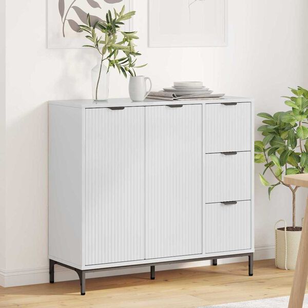vidaXL Sideboard High Gloss White 89.5 x 33 x 82 cm Engineered Wood