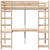 vidaXL Loft Bed Frame Natural 90 x 200 cm Solid Pine Wood