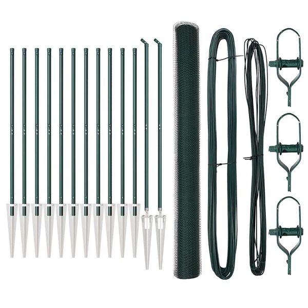 vidaXL Fence Post Green 25 x 1.5 m (13 mm mesh) Steel