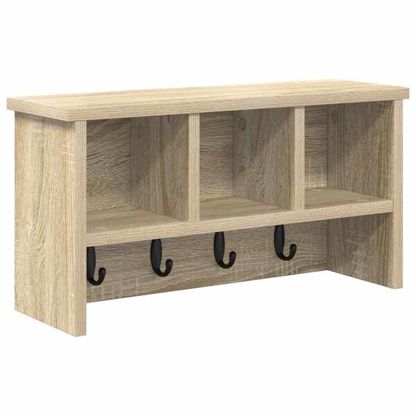 vidaXL Wall-Mounted Coat Rack with Shelf Sonoma oak 50 x 16 x 26 cm