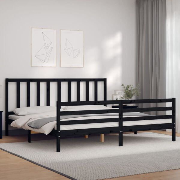 vidaXL Bed Frame without Mattress Black 200x200 cm Solid Wood Pine