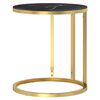 vidaXL Side Table Gold and Black Marble 45 cm Tempered Glass