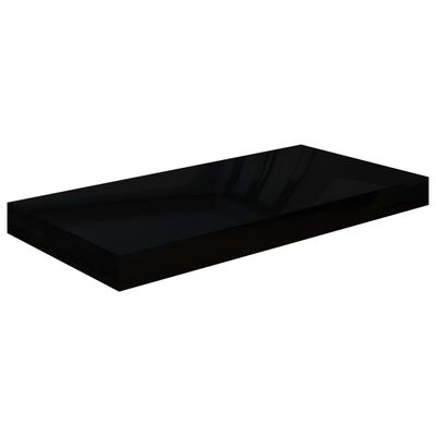 vidaXL Floating Wall Shelves 2 pcs High Gloss Black 50x23x3.8 cm MDF