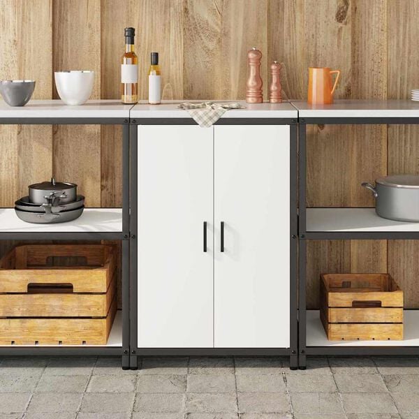 vidaXL Kitchen Storage with Shelf White 60 x 50 x 92 cm Steel
