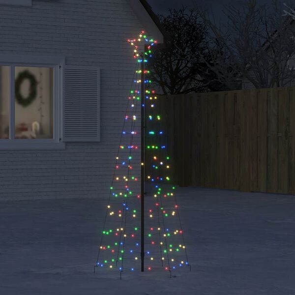 vidaXL LED Christmas Tree with Spikes 220 LEDs Colourful 180 cm