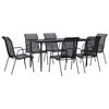 vidaXL 7 Piece Garden Dining Set Black Steel and Textilene